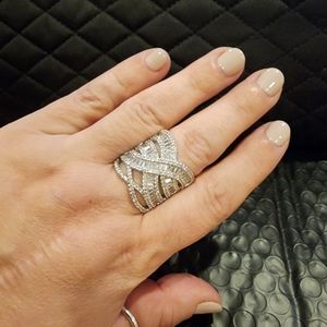 Bypass Sterling Silver CZ Statement Ring!